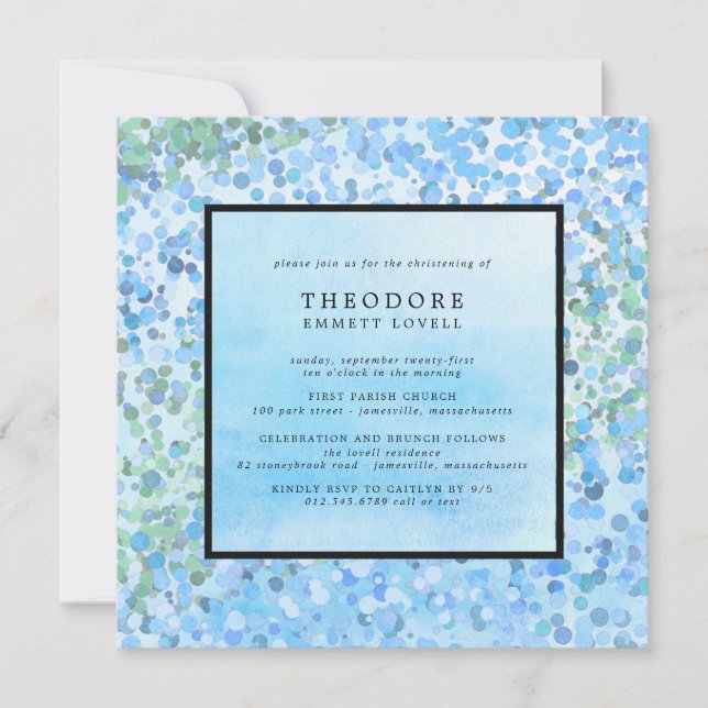 Modern Blue Christening Invitation (Front)