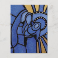 Modern Blue Christmas Nativity Jesus Mary Joseph