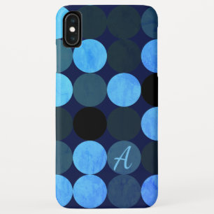 Modern Blue Circles & Monogram iPhone XS Max Case