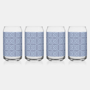 Modern Blue Circular Shapes Seamless Pattern Can Glass