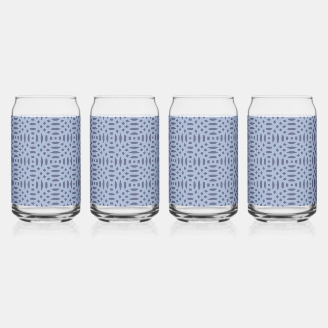 Modern Blue Circular Shapes Seamless Pattern Can Glass (Front)