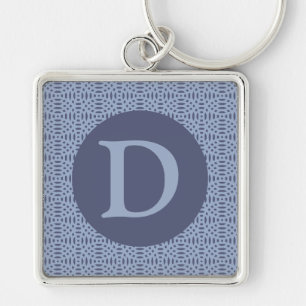 Modern Blue Circular Shapes Seamless Pattern Key Ring