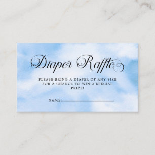 Modern Blue Cloud Nine Baby Shower Diaper Raffle Enclosure Card