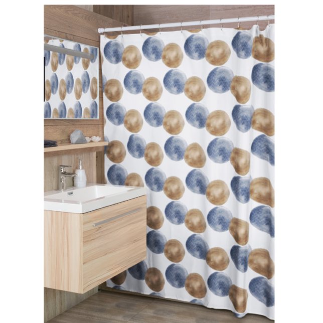 Modern Blue Copper Circles Shower Curtain (Creator Uploaded)