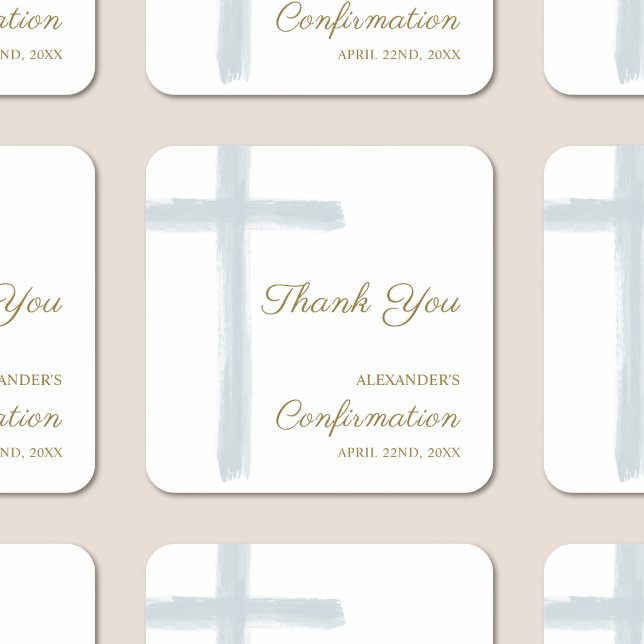 Modern Blue Cross Thank You Confirmation Square Sticker (Creator Uploaded)
