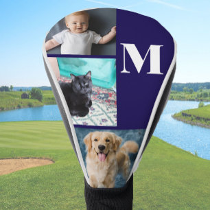 Modern Blue Custom Photo Template Monogram Golf Head Cover