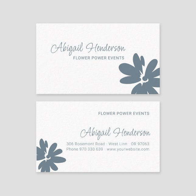 Modern Blue Daisy Flower Design Business Card (Creator Uploaded)