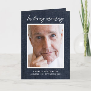 Modern Blue Denim In Loving Memory Folded Funeral  Program