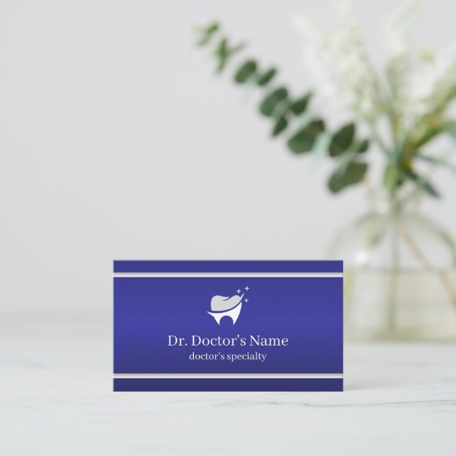 Modern Blue Dental Professional  Business Card (Standing Front)