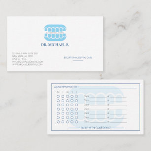 Modern Blue Dentist Dental Clinic Appointment Card