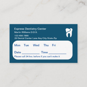 Modern Blue Dentist Office Appointment Cards