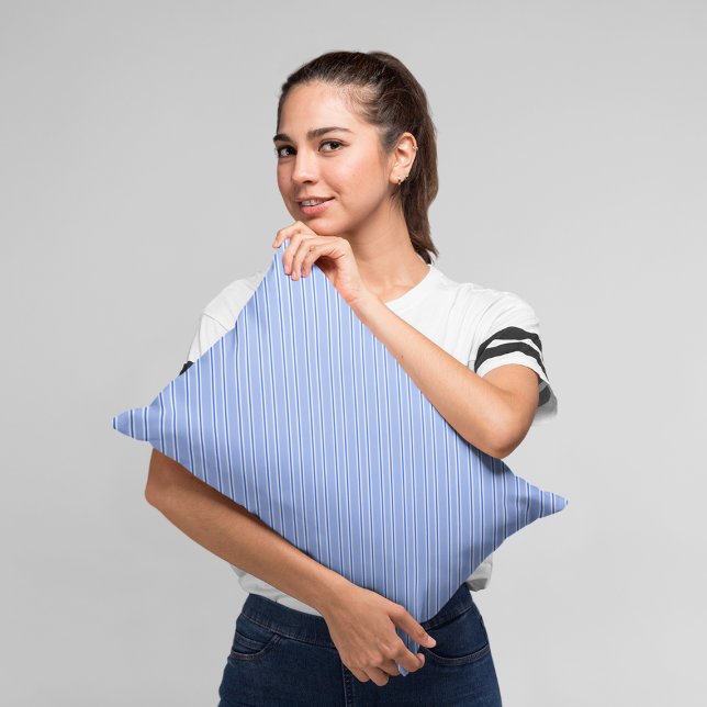 Modern Blue Diagonal Striped Pattern Lumbar Cushion (Creator Uploaded)