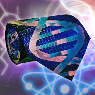 Modern Blue DNA ID Art Medical Science Tie