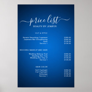 Modern Blue Elegant Beauty salon price list Poster
