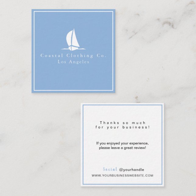 Modern Blue Elegant Boat Coastal Company Note Card (Front/Back)