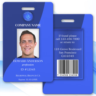 Modern Blue Employee Photo ID Badge