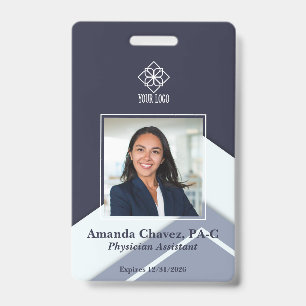 Modern Blue Employee Photo ID Badge