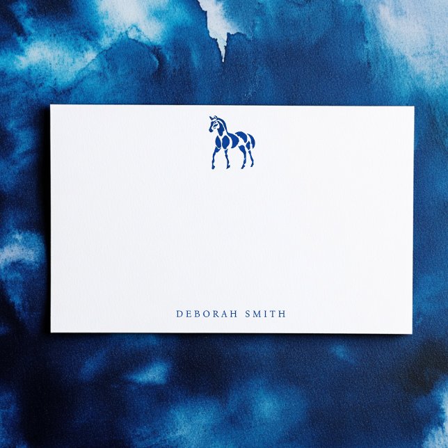 Modern Blue Equestrian Horse Personalised Name  Card (Creator Uploaded)