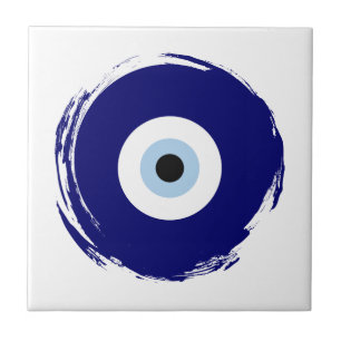 Modern Blue Evil Eye Good luck & Protection Symbol Ceramic Tile