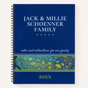 Modern Blue Family Estate Planning Instructions Notebook