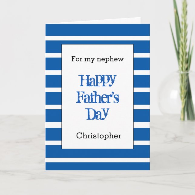 Modern Blue Father's Day Nephew Card (Front)