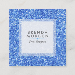 Modern Blue Faux Glitter Background Square Business Card