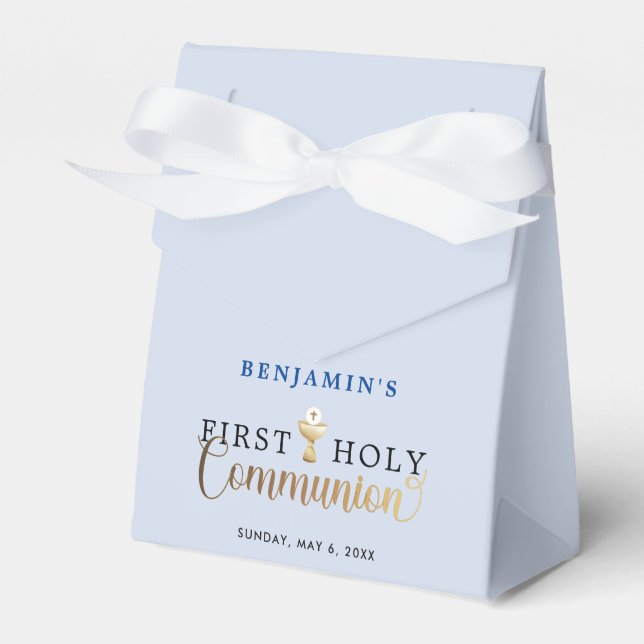 Modern Blue First Holy Communion Favour Box (Front Side)