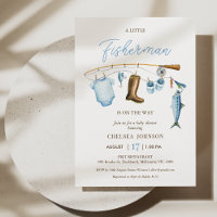 Modern Blue Fisherman Fishing Themed Baby Shower