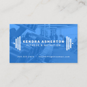 Modern blue fitness business card with photo