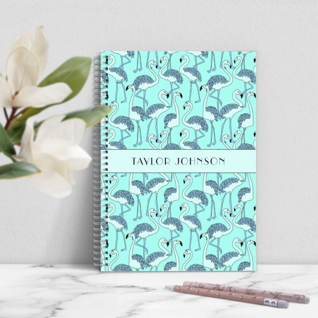 Modern Blue Flamingos Pattern Notebook (Modern Blue Flamingos Pattern Notebook)