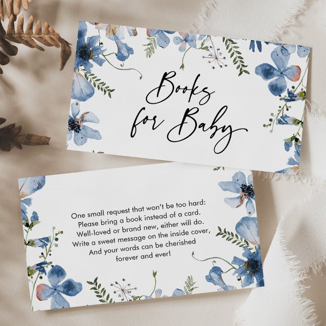 Modern Blue Floral Books For Baby Enclosure Card (Creator Uploaded)