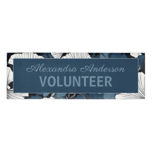 Modern Blue Floral Custom Name Tag