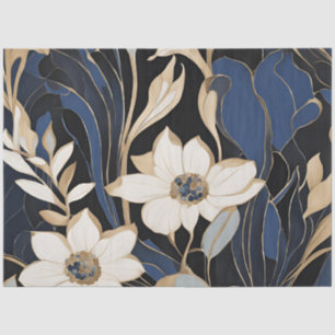 Modern Blue Floral Decoupage  Tissue Paper
