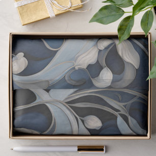 Modern Blue Floral Decoupage  Tissue Paper