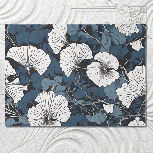 Modern Blue Floral Decoupage  Tissue Paper (Creator Uploaded)