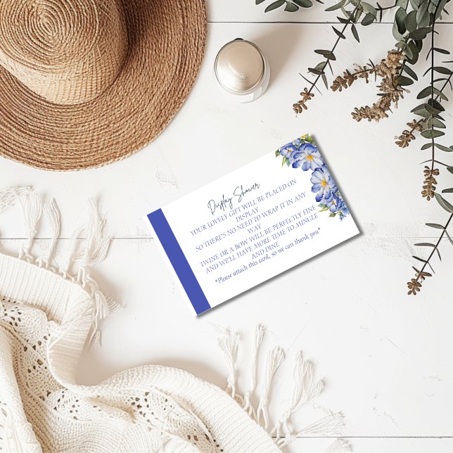 Modern Blue Floral Display Shower Enclosure Card (Creator Uploaded)