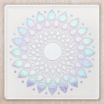 Modern Blue Floral  Lotus Mandala Glass Coaster<br><div class="desc">Unique artistic design featuring faux foil lotus mandala. Great design for an energy worker,  counsellor life coach and more.</div>