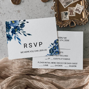 Modern Blue Floral Menu Choice