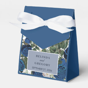Modern Blue Floral Watercolor Elegant Wedding  Favour Box