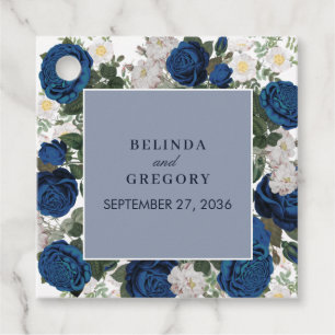 Modern Blue Floral Watercolor Elegant Wedding Favour Tags