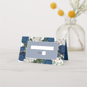 Modern Blue Floral Watercolor Elegant Wedding  Place Card