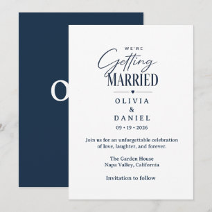 Modern Blue Floral Wedding Invitation