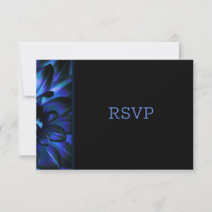 Modern Blue Floral Wedding RSVP Card
