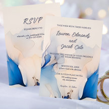 Modern Blue Floral Wedding with RSVP