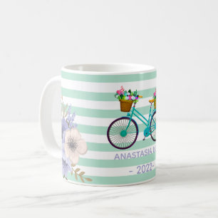 Modern Blue Flowers Bicycles  Coffee Mug