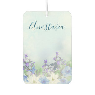 Modern Blue Flowers Car Air Freshener