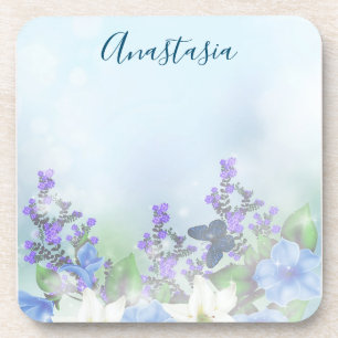 Modern Blue Flowers Coaster