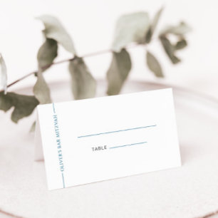 Modern Blue Folded Bar Mitzvah Place Card