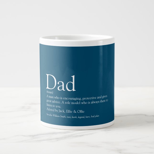 Modern Blue Fun Cool Dad Father Definition Large Coffee Mug (Front)