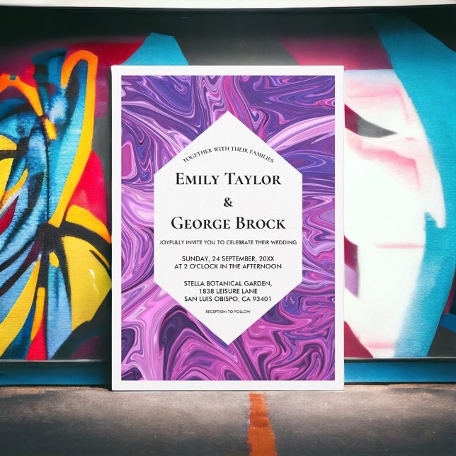 Modern Blue Galaxy Abstract Art Stylish Wedding Invitation (Creator Uploaded)